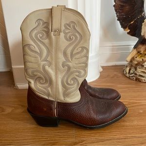 Vintage leather two tone cowboy boots